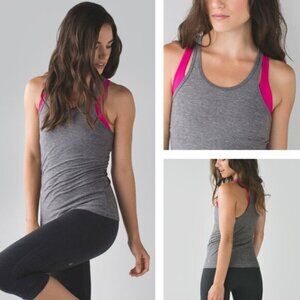 Lululemon Inspiration Tank II Heathered Slate / Jewelled Magenta Size 6